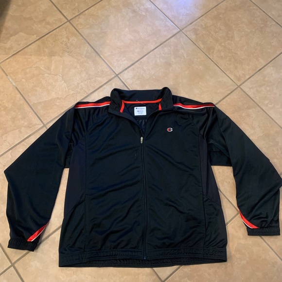 black and red champion jacket